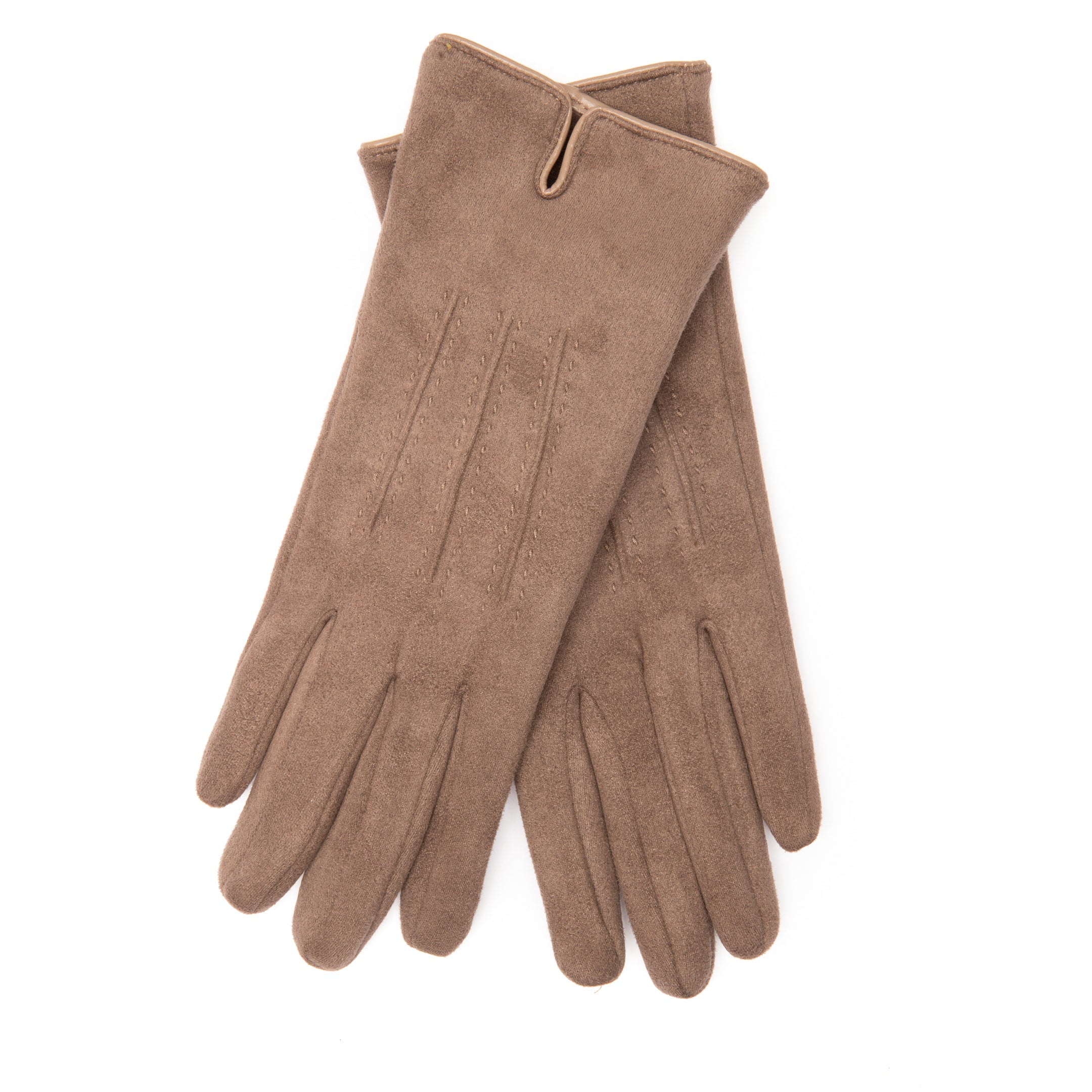 EEM Damen Handschuhe 100% vegan, Velours Optik, weiches elastisches Material, kuscheliges Teddyfleece