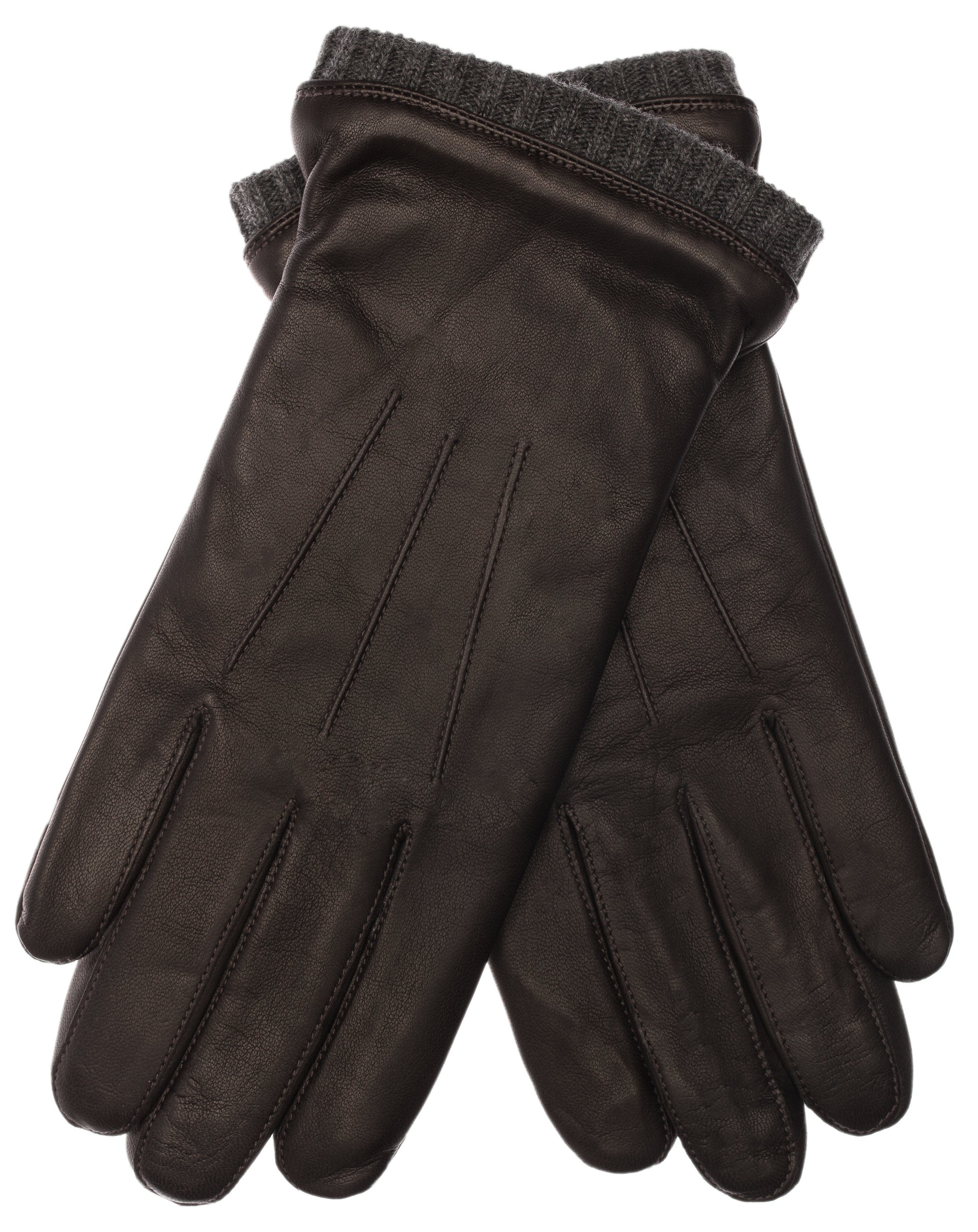 EEM Herren Lederhandschuhe, weiches italienisches Leder, Fleecefutter, Strickbündchen