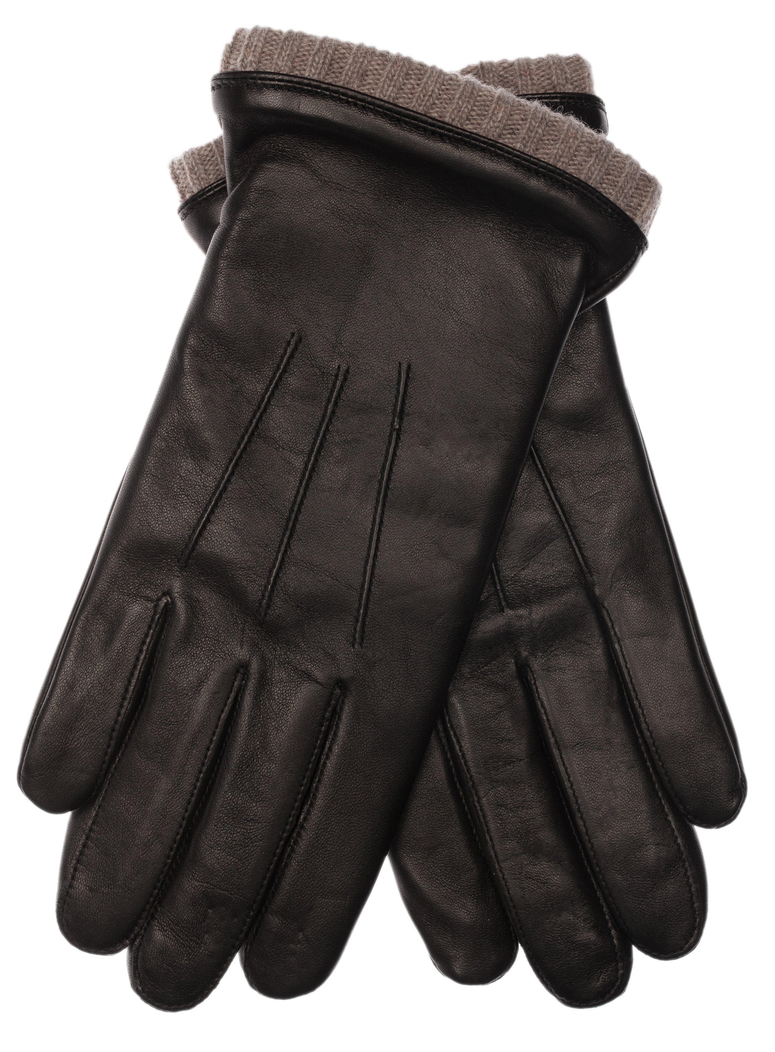 EEM Herren Lederhandschuhe, weiches italienisches Leder, Fleecefutter, Strickbündchen
