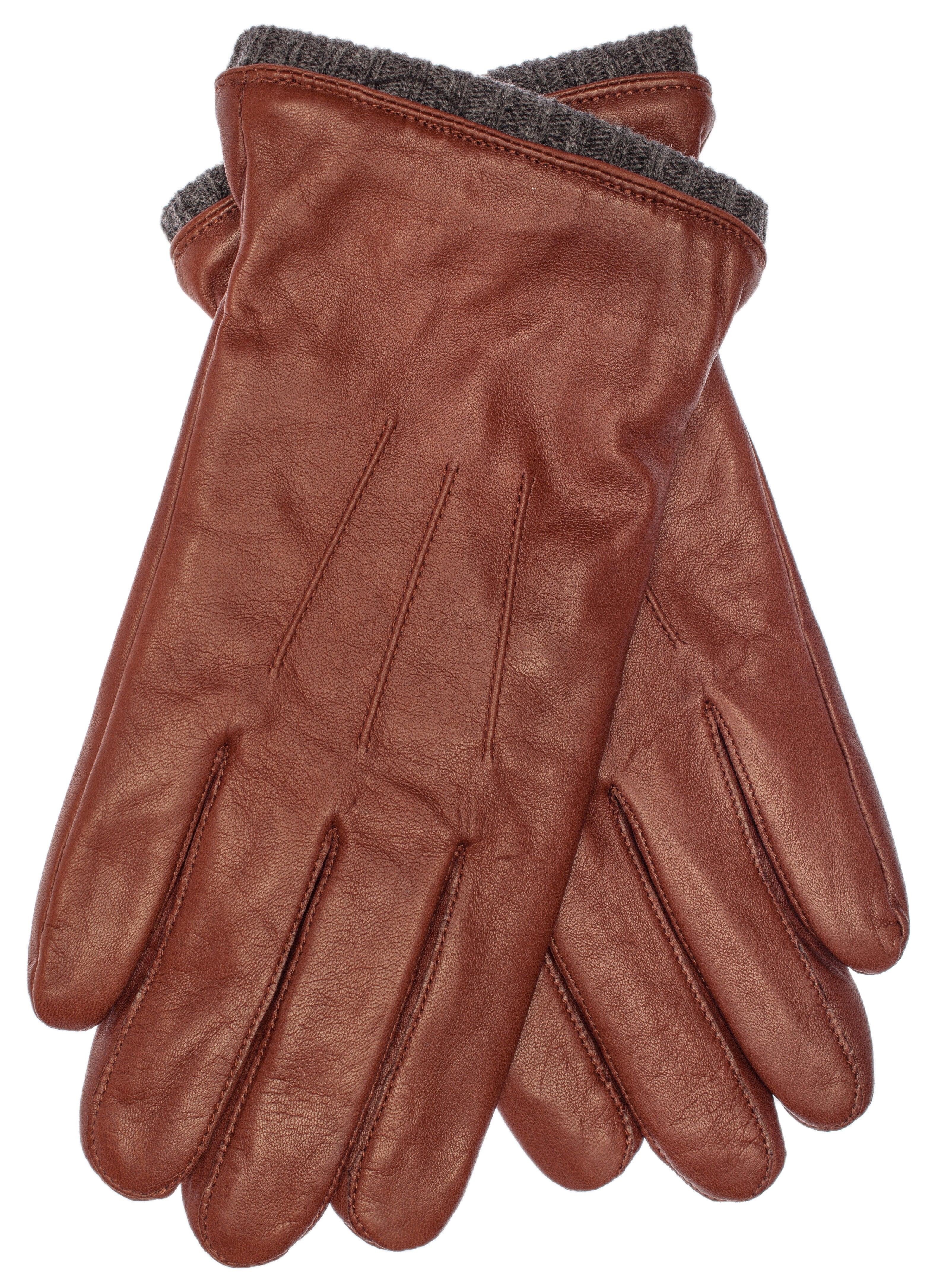 EEM Herren Lederhandschuhe, weiches italienisches Leder, Fleecefutter, Strickbündchen