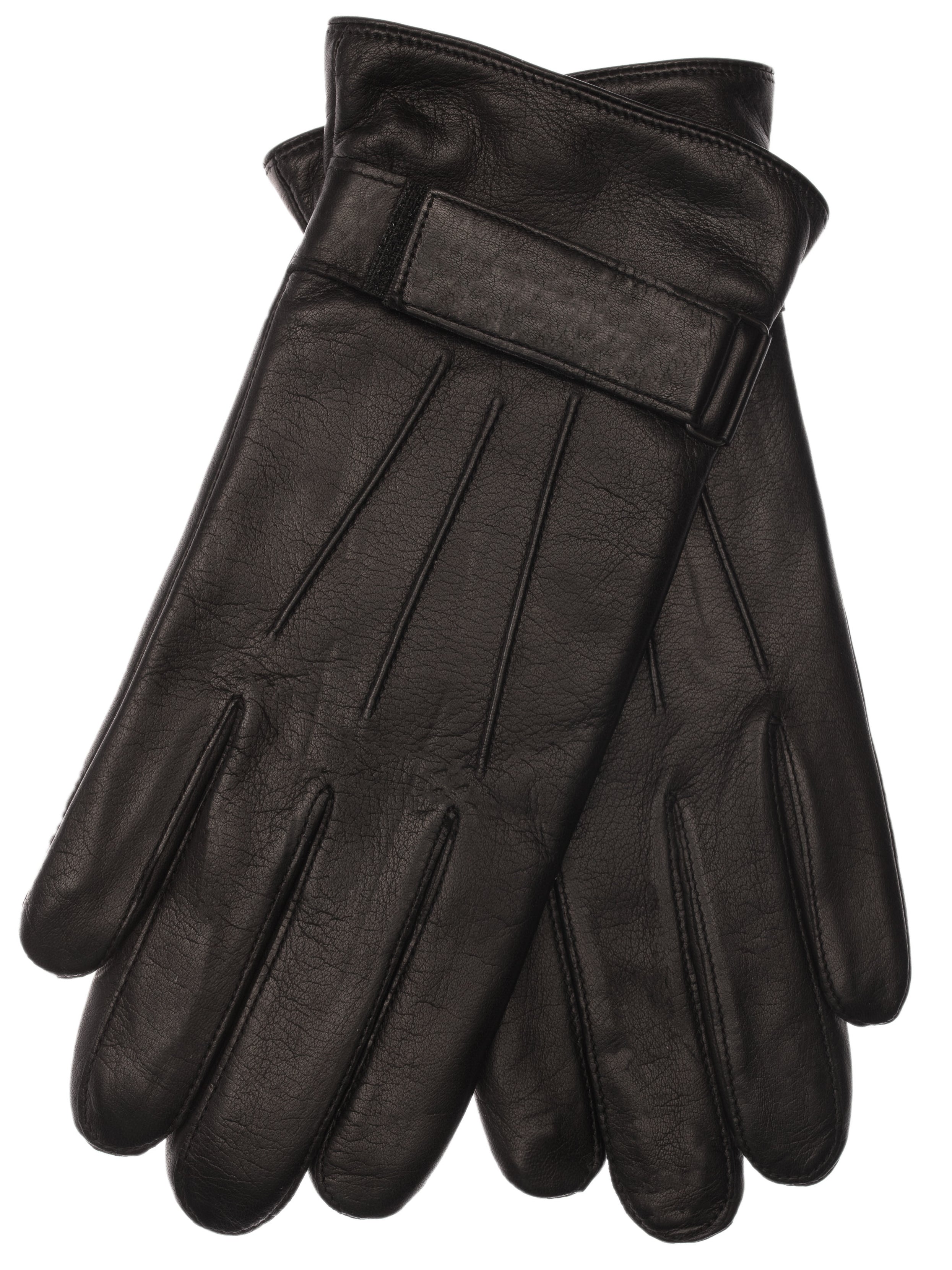 EEM Herren Lederhandschuhe, weiches italienisches Leder, Klettverschluss, Fleecefutter