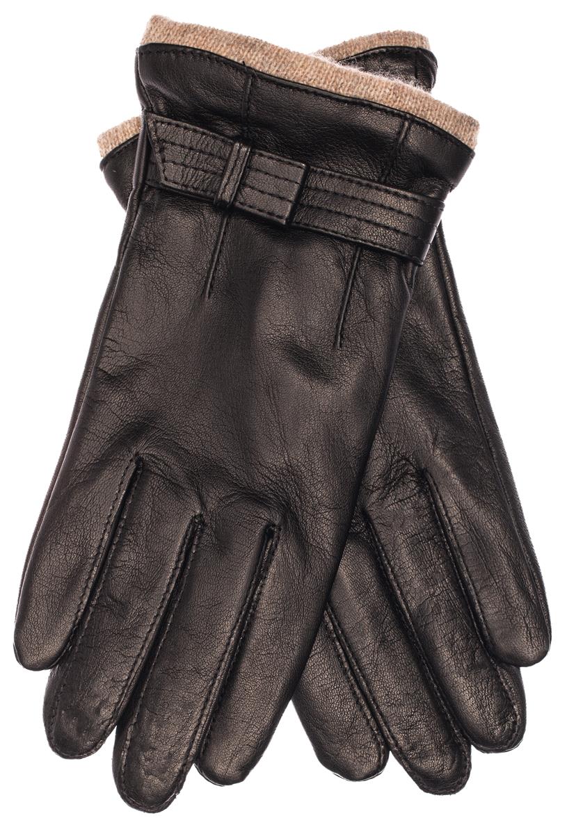 EEM Damen Lederhandschuhe, weiches italienisches Leder, Fleecefutter, Strickbündchen und Zierriegel