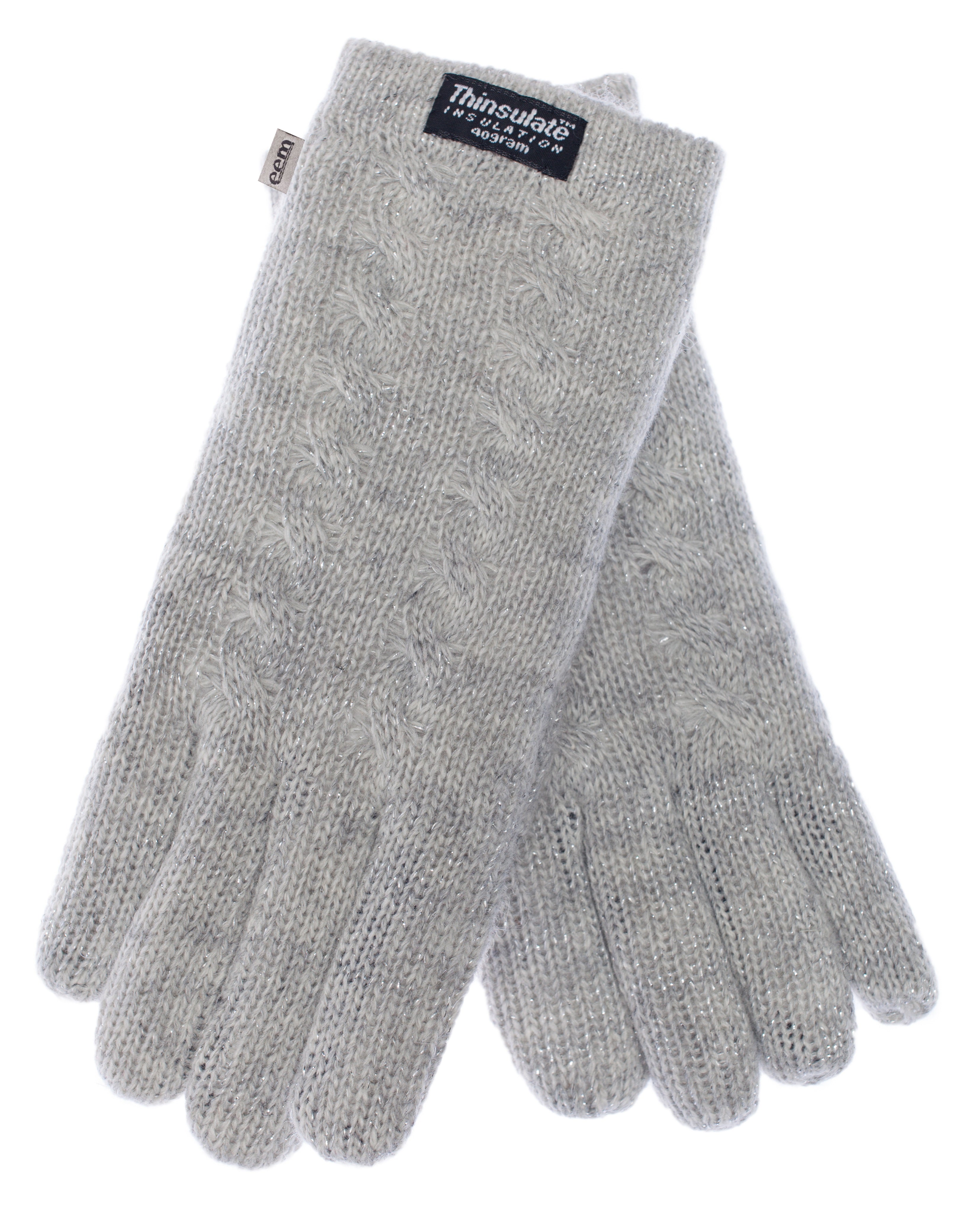 EEM Damen Strickhandschuhe, weiche Wolle, Thinsulate Thermofutter, Zopfmuster