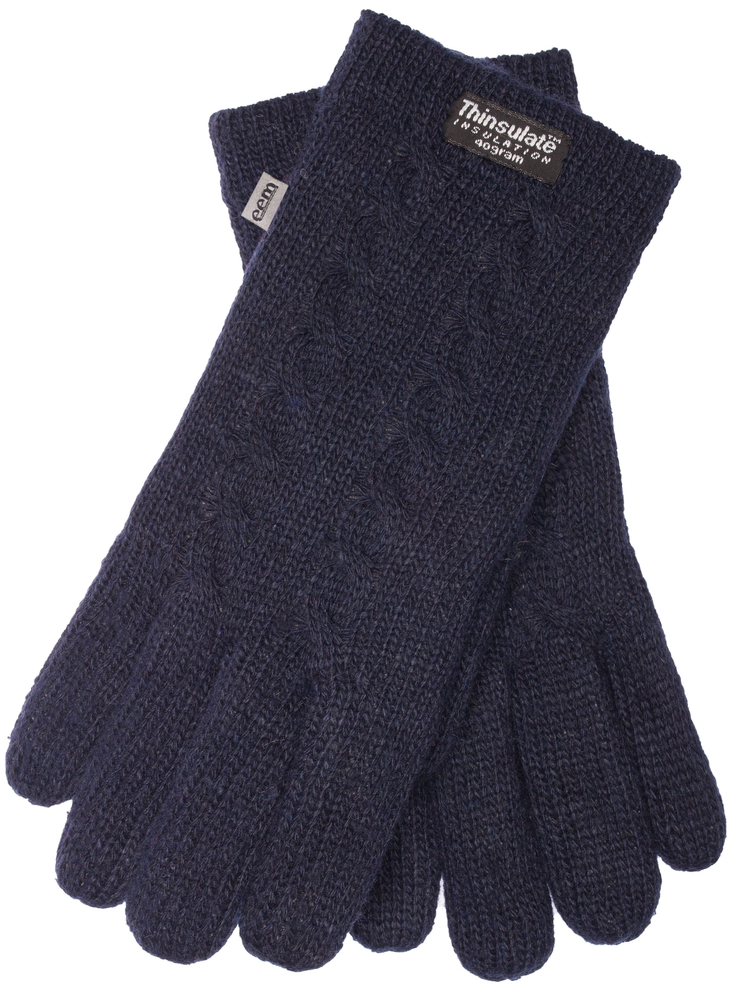 EEM Damen Strickhandschuhe, weiche Wolle, Thinsulate Thermofutter, Zopfmuster