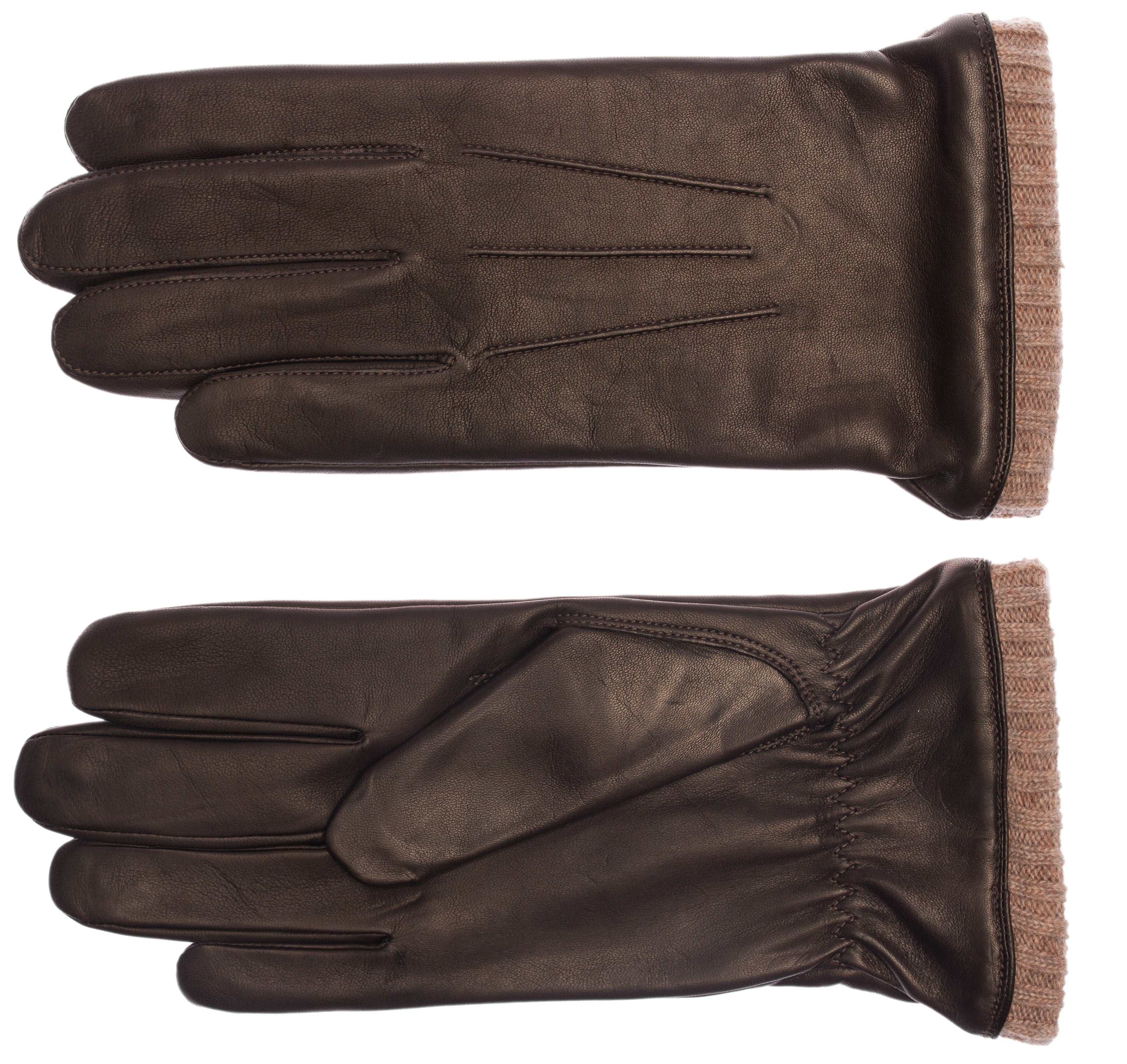 EEM Herren Lederhandschuhe, weiches italienisches Leder, Fleecefutter, Strickbündchen