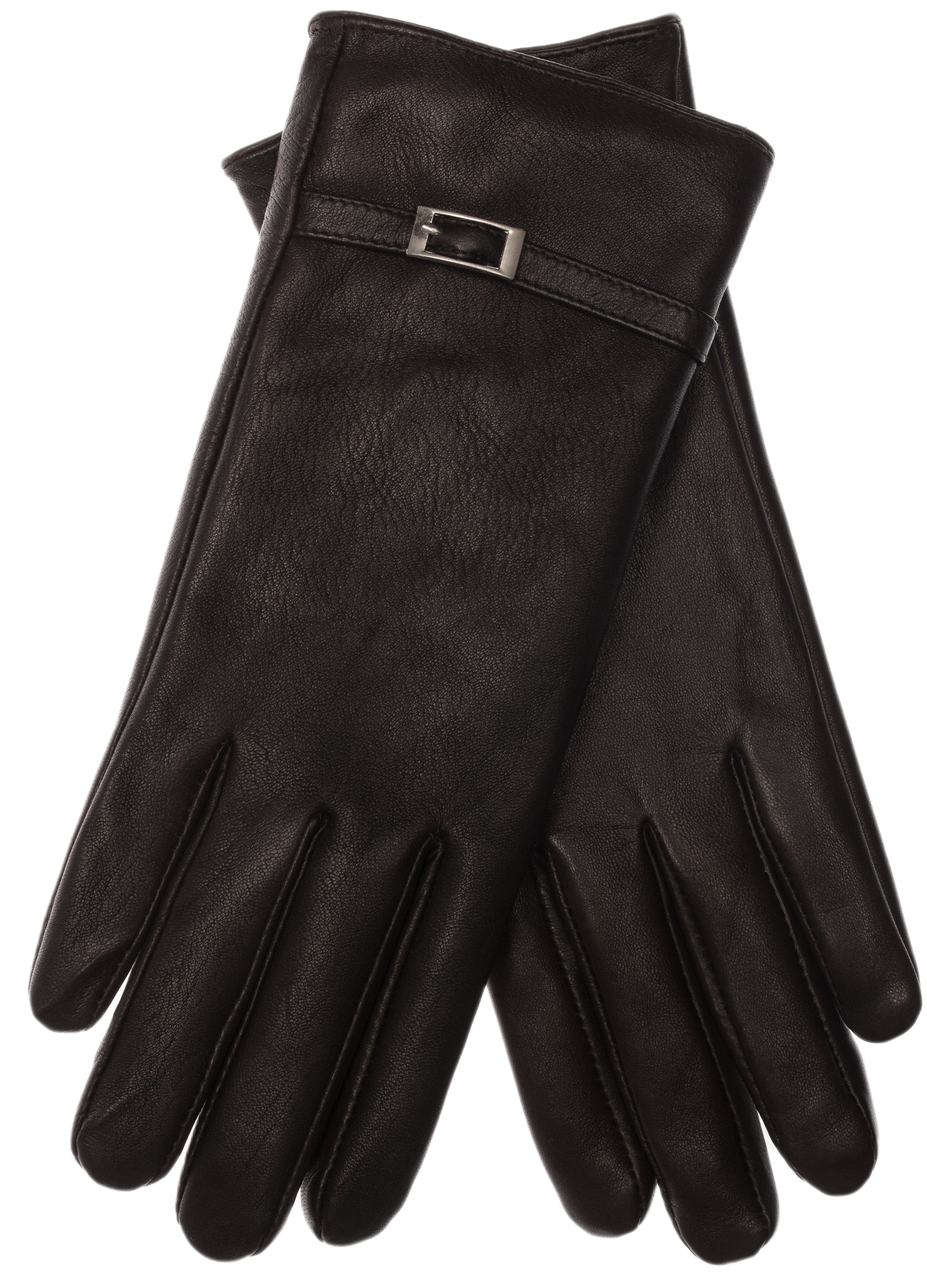 EEM Damen Lederhandschuhe, weiches italienisches Leder, Fleecefutter, Zierriegel