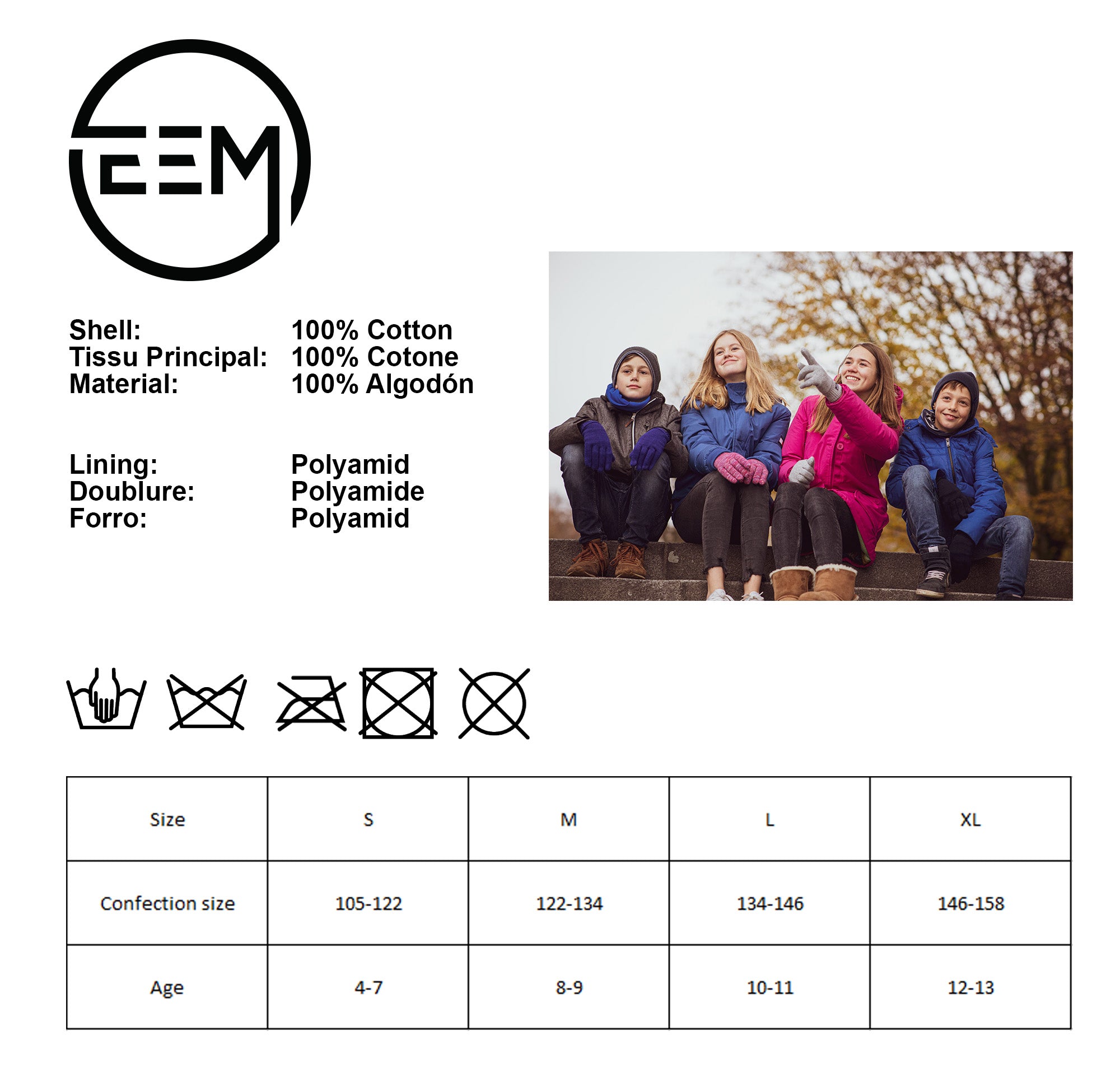 EEM Kinderhandschuhe, weiche Baumwolle, Thinsulate Thermofutter, Touchfunktion