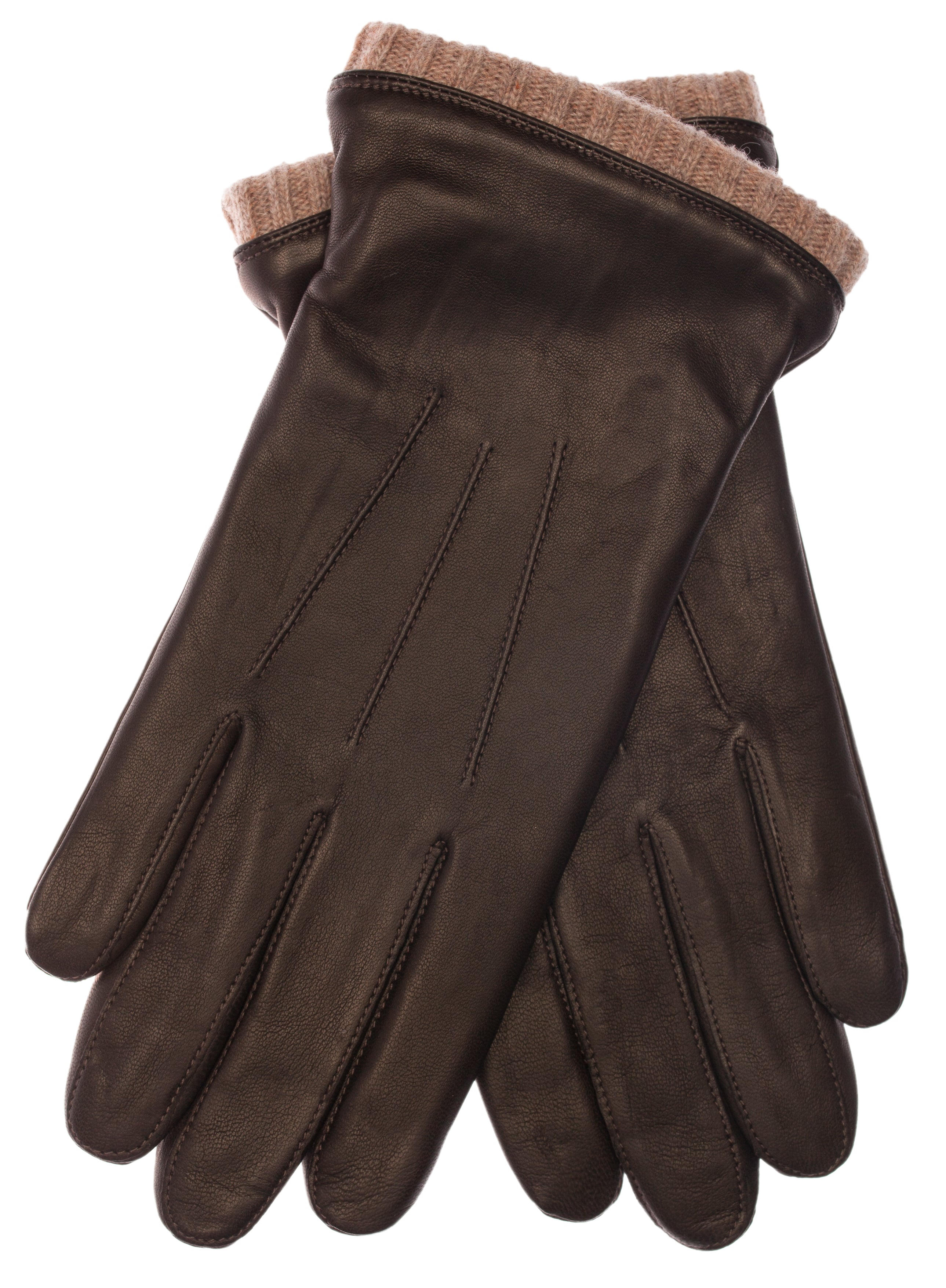 EEM Herren Lederhandschuhe, weiches italienisches Leder, Fleecefutter, Strickbündchen