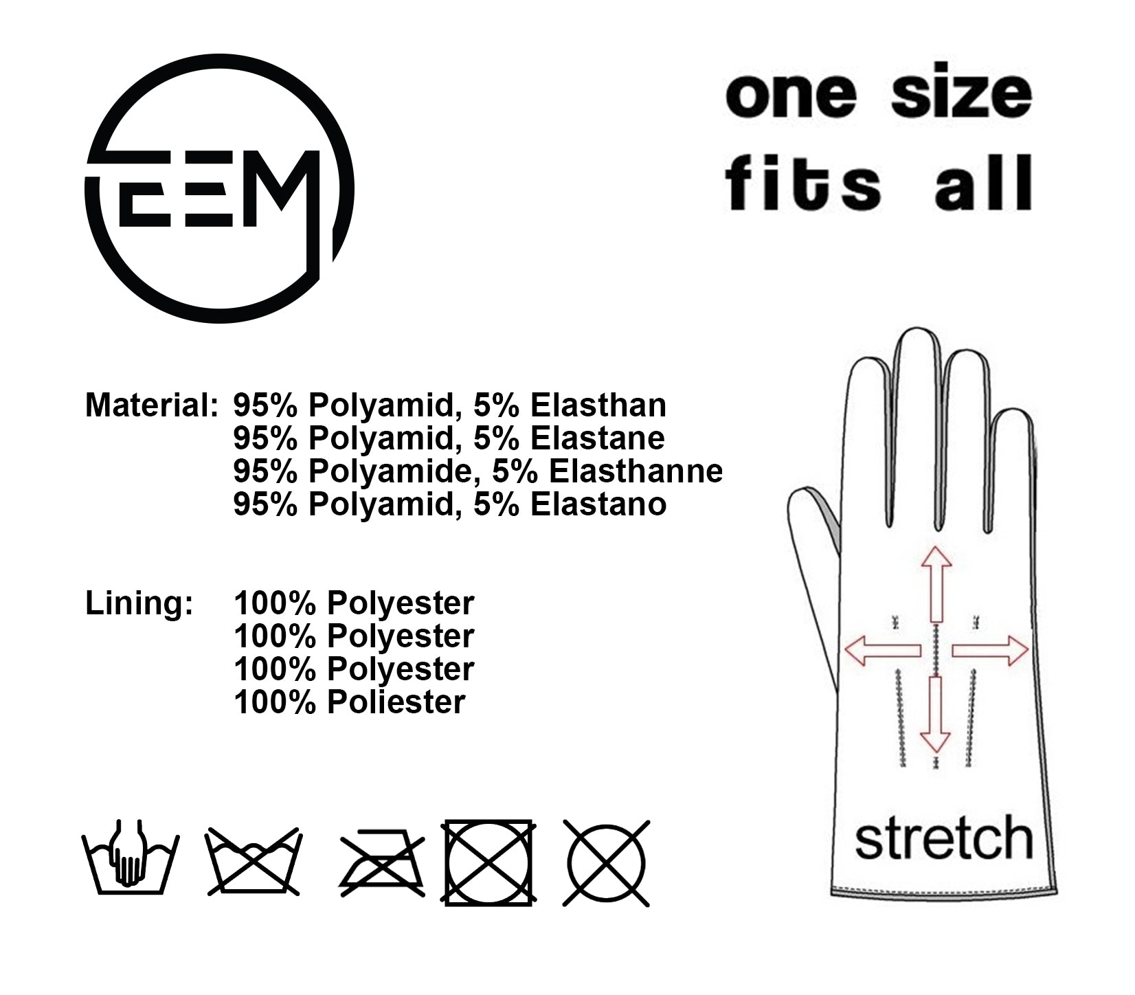 EEM Damen Handschuhe 100% vegan, Velours Optik, weiches elastisches Material, kuscheliges Teddyfleece