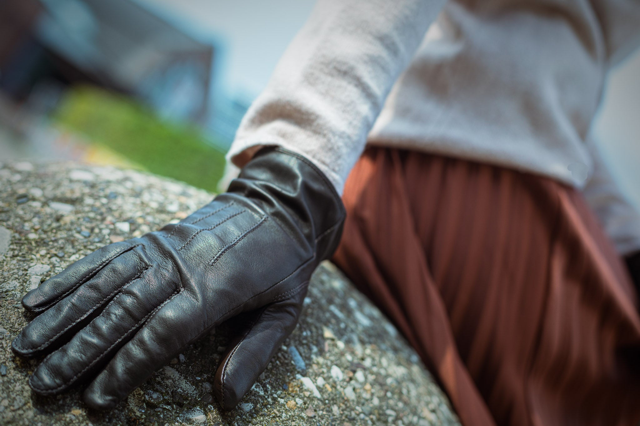 EEM Damen Lederhandschuhe, weiches italienisches Leder, weiches Fleecefutter, drei Abnäher