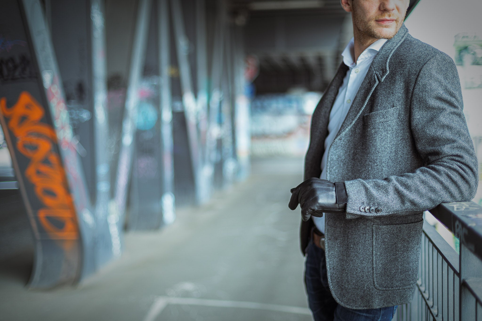 EEM Herren Lederhandschuhe, weiches italienisches Leder, Klettverschluss, Fleecefutter